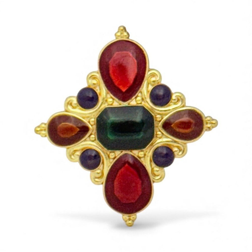 Vintage Jay Strongwater Maltese Cross Pendant/Scarf Slide Byzantine